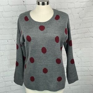 Olive & Oak Gray Large Polka Dot Pullover Sweater Size Small Long Sleeve